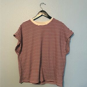 SHEIN Curve Red and White Striped Top